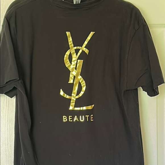 Yves Saint Laurent UNISEX Black T-Shirt with Gold Logo Size SMALL - Picture 5 of 5